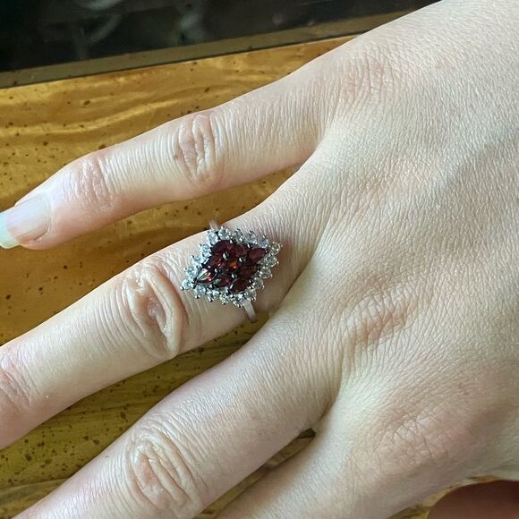 Natural Anthill Garnet Sterling Silver Ring Size 6 - Picture 4 of 9